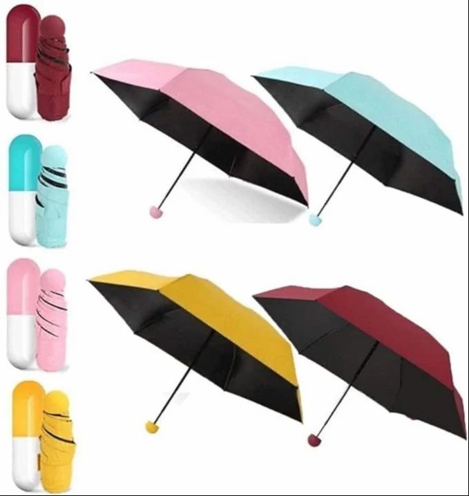 Colorful umbrellas with unique handles on a white background