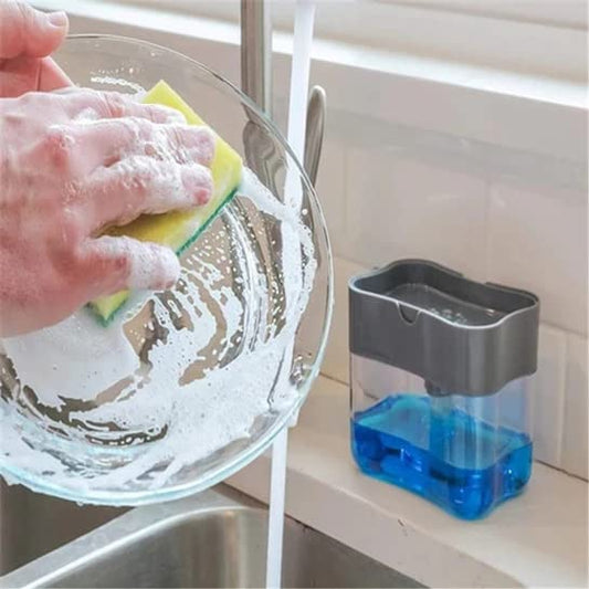 2-in-1 Liquid Soap Dispenser with Sponge Holder | Sink Caddy Organizer for Kitchen Countertop β Easy Pump Design & Anti-Slip Base