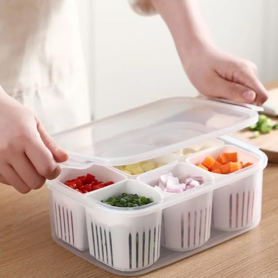 Fridge Storage Boxes Freezer Storage Containers Container For Kitchen Storage Set Storage In Kitchen Vegetable Storage Draining Crisper Refrigerator Food Box (1 Pc)