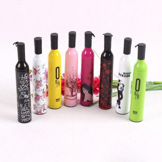 Pocket Folding Wine Bottle Umbrella β 16 Ribs Super-Strength Windproof & Rainproof Umbrella | Stylish Compact Travel Umbrella with Case
