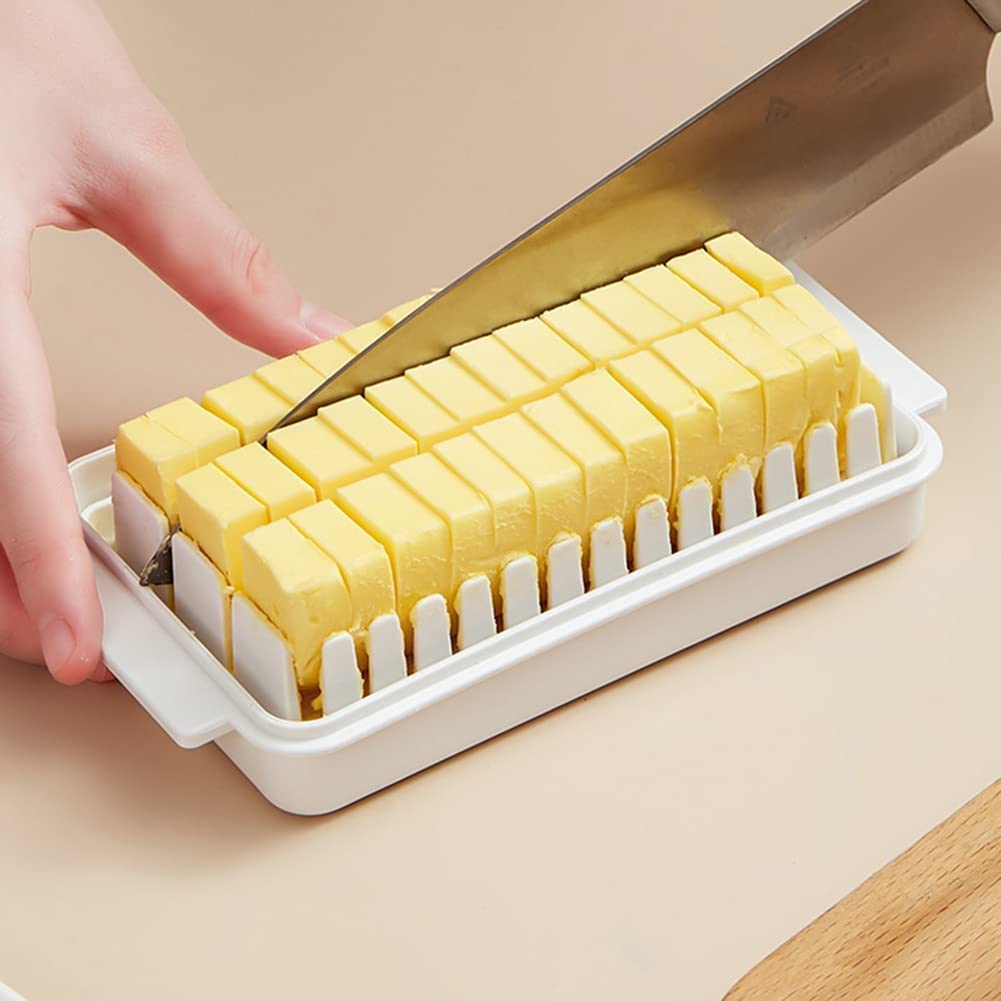 Butter Storage Box with Built-in Slicer – Transparent Plastic Butter Organizer & Dispenser for Kitchen and Refrigerator (1 Pc)