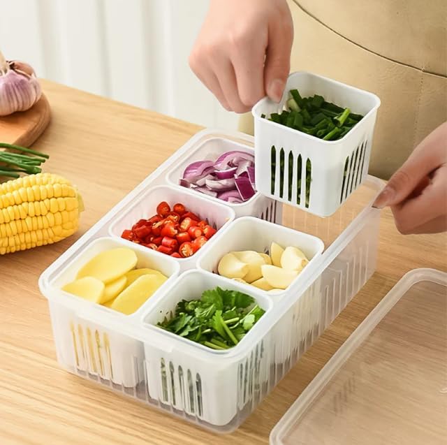 Fridge Storage Boxes Freezer Storage Containers Container For Kitchen Storage Set Storage In Kitchen Vegetable Storage Draining Crisper Refrigerator Food Box (1 Pc)