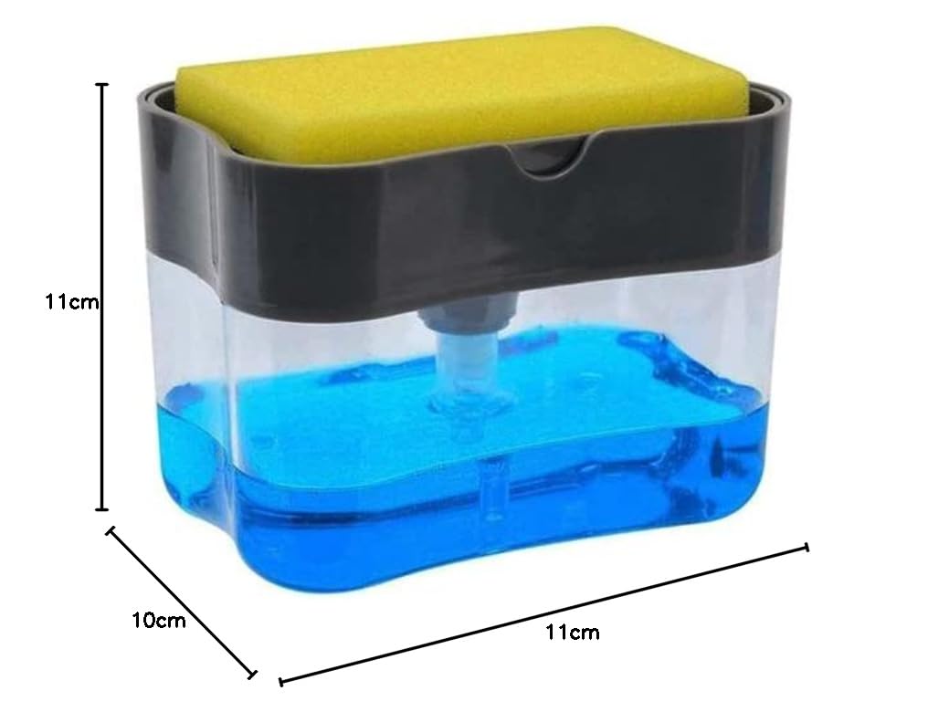 2-in-1 Liquid Soap Dispenser with Sponge Holder | Sink Caddy Organizer for Kitchen Countertop – Easy Pump Design & Anti-Slip Base