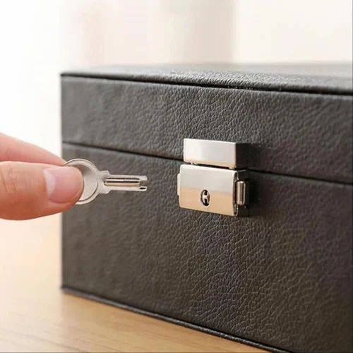 Black PU Leather Jewellery Box – Double Layer Travel Organizer for Rings, Earrings, Necklaces & Bracelets