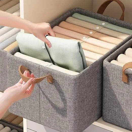 Collapsible Cotton Storage Basket – Large Capacity with Handles & Lid