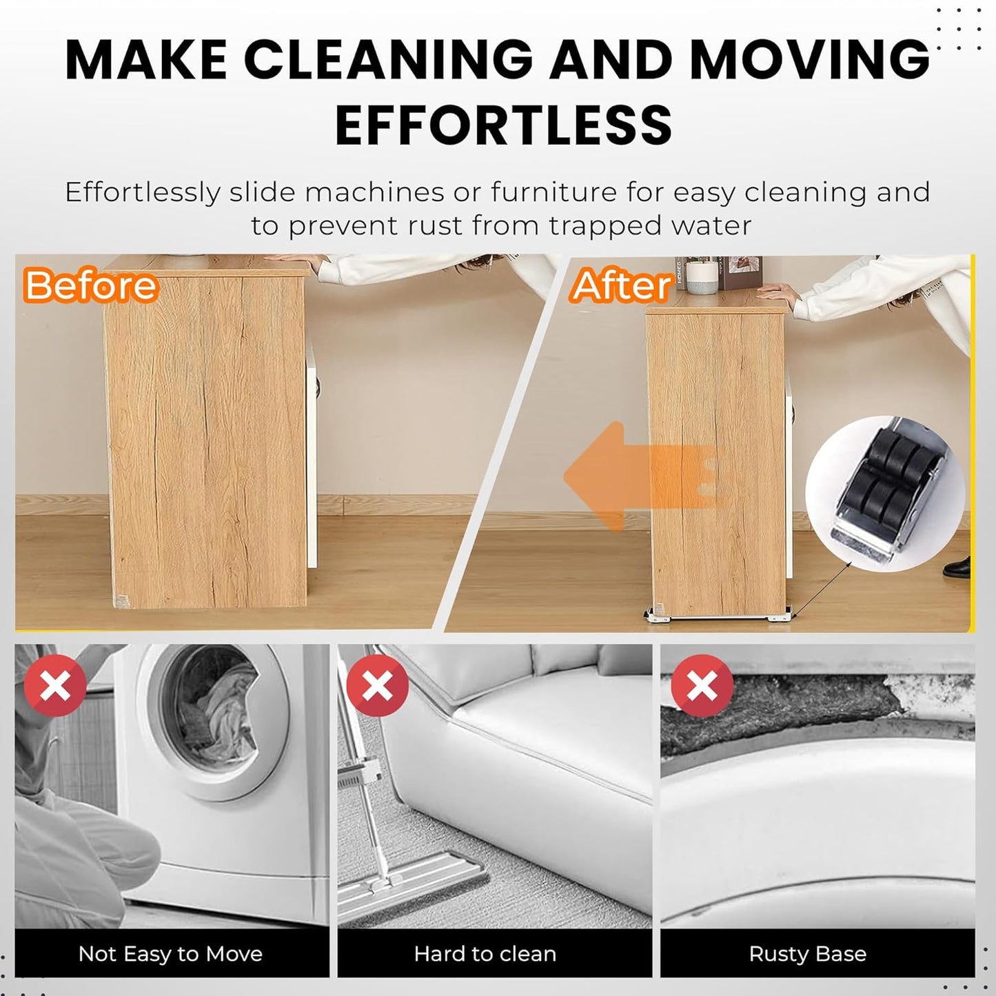 Furniture Mover Heavy Load Lifter Tool Set – Adjustable Furniture Roller with Wheels for Heavy Appliances and Furniture