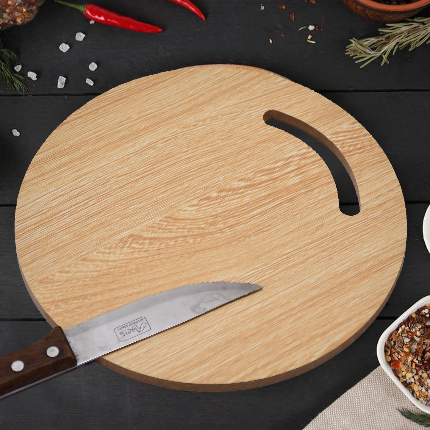 Wooden Round Chopping Board for Kitchen | Bamboo Cutting Board for Fruits, Vegetables, Bread & Cheese – Reversible, Durable & Easy to Clean