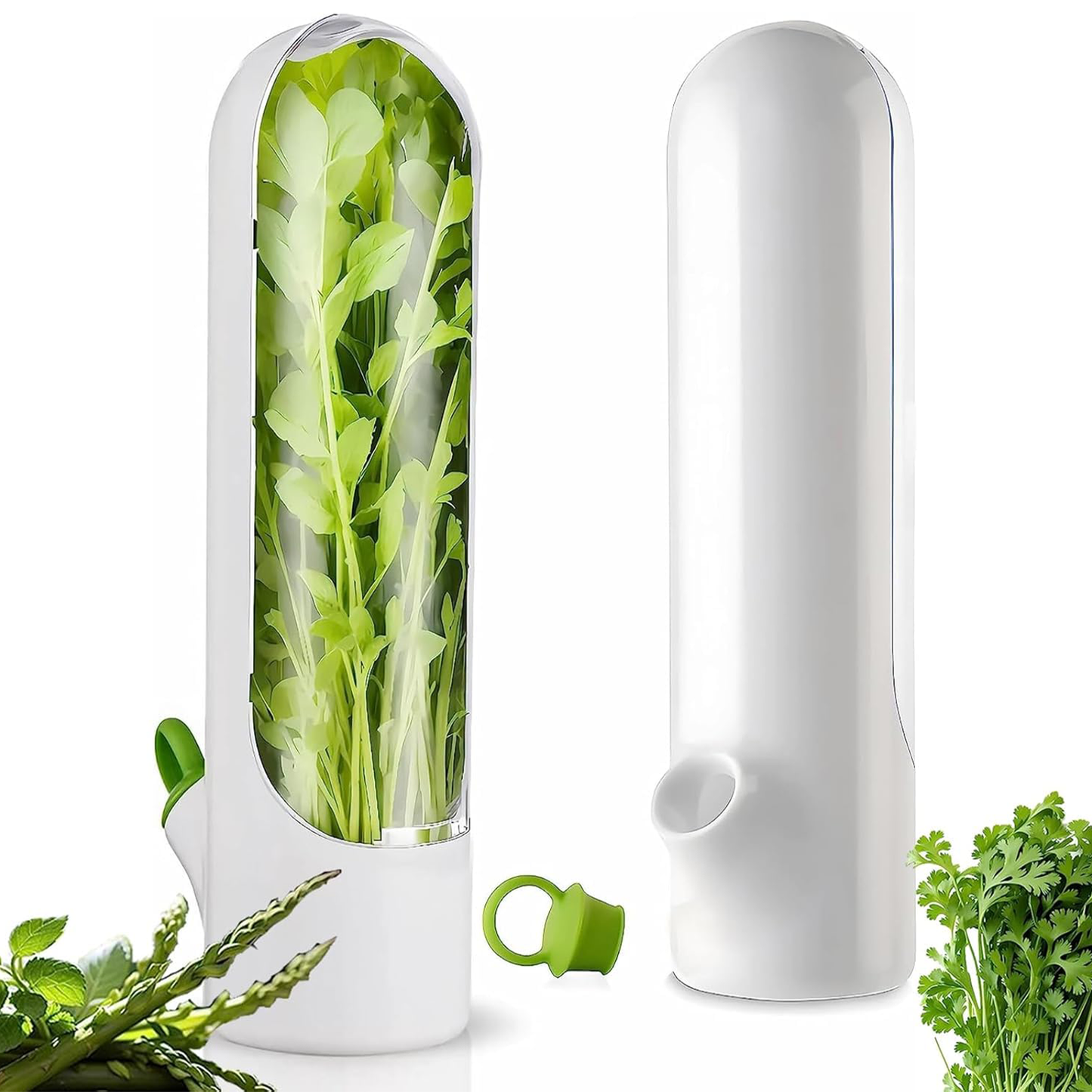 Herb Saver Pod โ BPA-Free Fresh Herb Keeper & Fridge Storage Container (White Transparent, 250 mL)