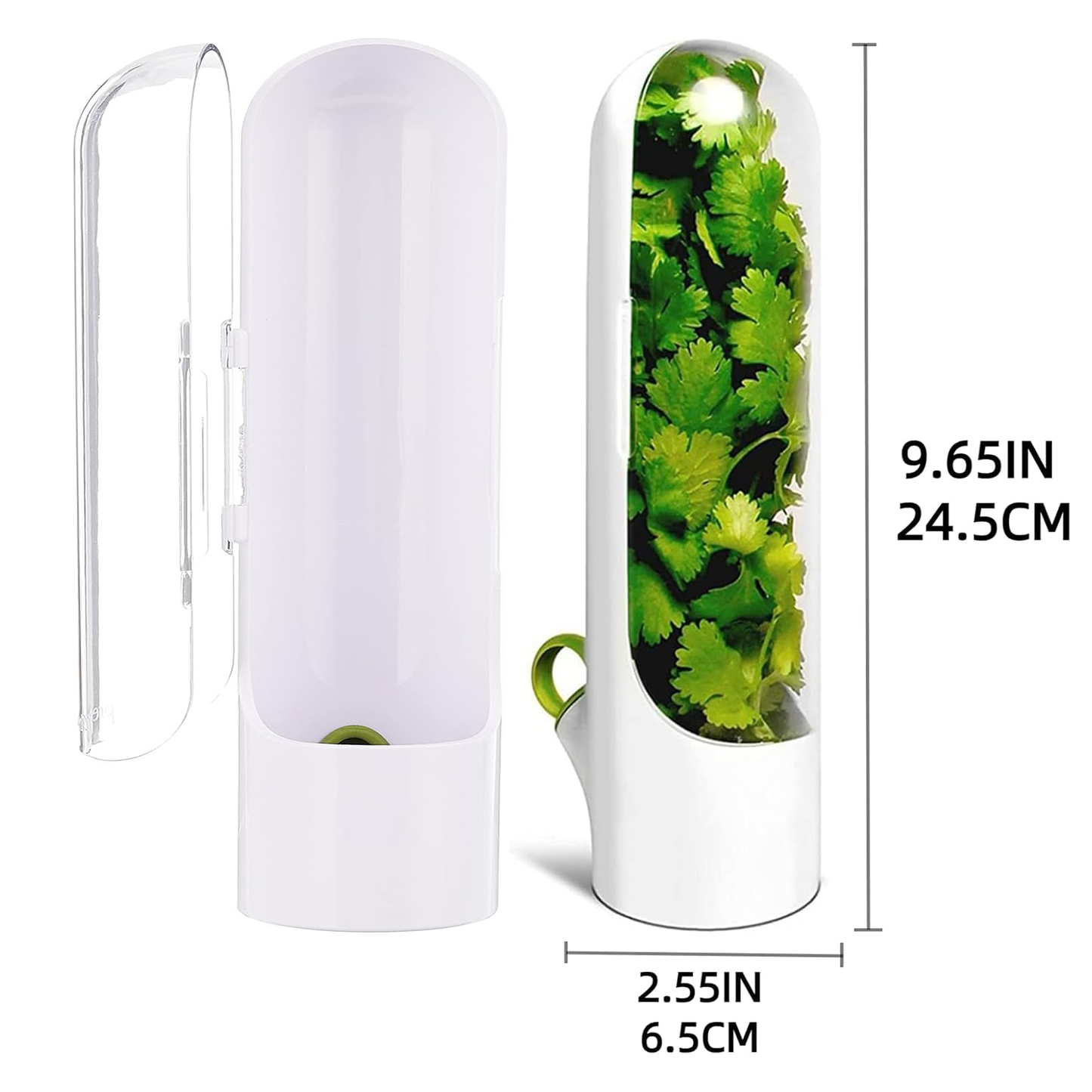 Herb Saver Pod โ BPA-Free Fresh Herb Keeper & Fridge Storage Container (White Transparent, 250 mL)