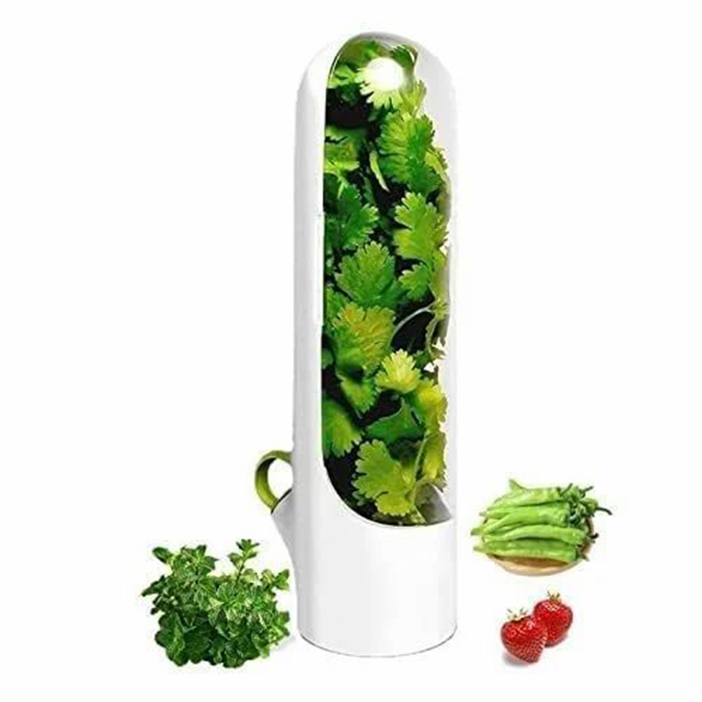Herb Saver Pod โ BPA-Free Fresh Herb Keeper & Fridge Storage Container (White Transparent, 250 mL)
