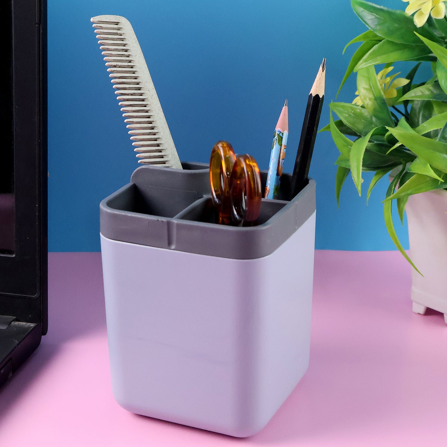 Multi-Compartment Desk Organizer Utility Holder β 4-Section Plastic Storage Container
