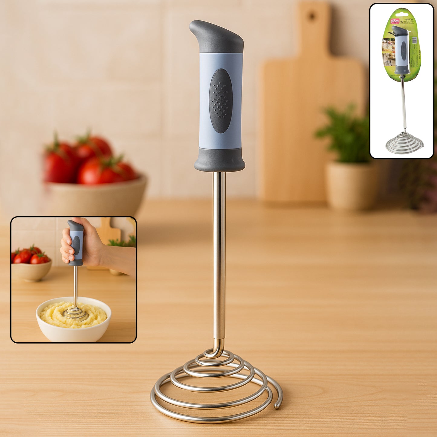 Spring O’Masher – Heavy Duty Stainless Steel Vegetable & Potato Masher with Comfortable Grip Handle | Ideal for Smooth and Effortless Mashing