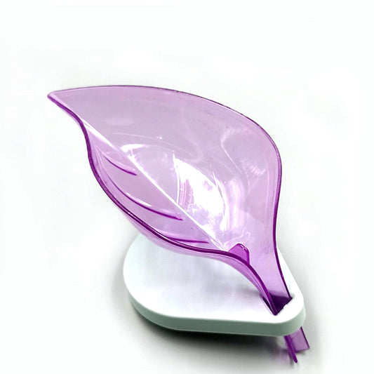 Self-Draining Leaf Soap Tray with Suction Cup β Plastic Soap Box for Bathroom & Kitchen Sink (1 Pc)