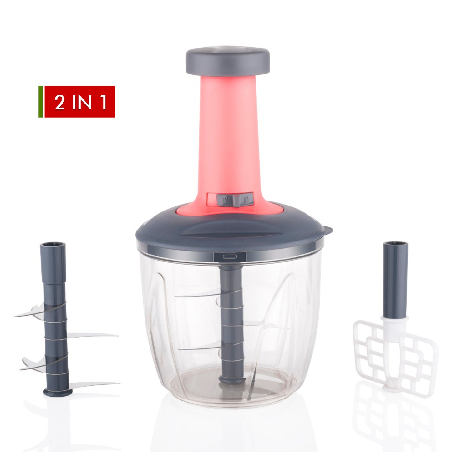 2-in-1 Push-Up Vegetable Chopper & Blender – 1100 ML | 6 Sharp Stainless Steel Blades