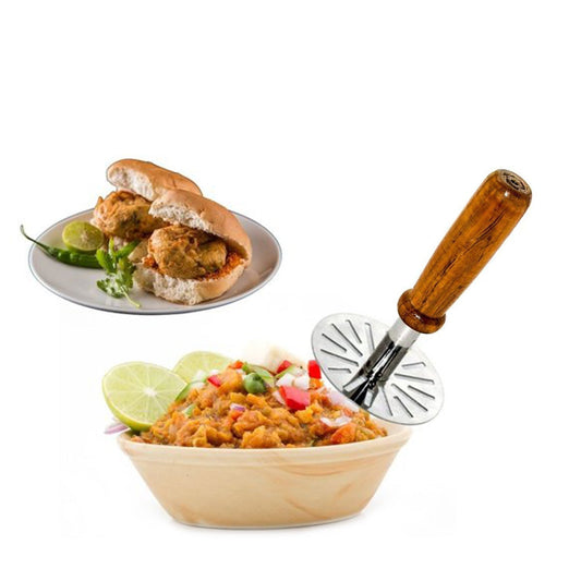 Premium Pav Bhaji Masher β Heavy-Duty Stainless Steel Press with Comfortable Grip