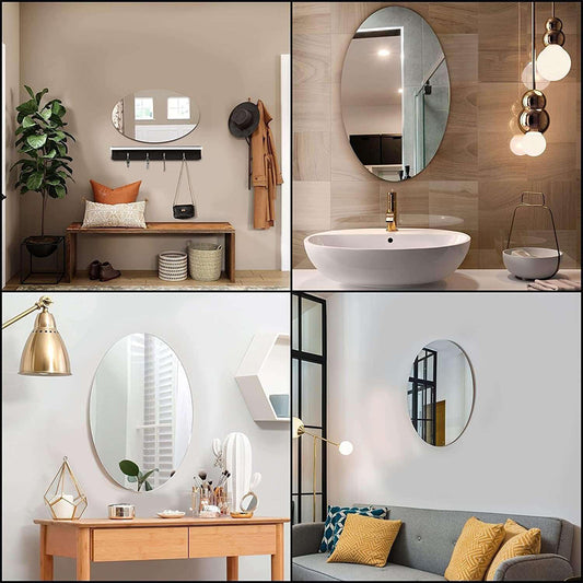 Oval Shape Wall Sticker Mirror for Bathroom