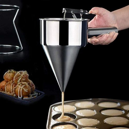 Pancake Batter Dispenser with Handle β Heavy Duty Stainless Steel Funnel for Baking & Cooking