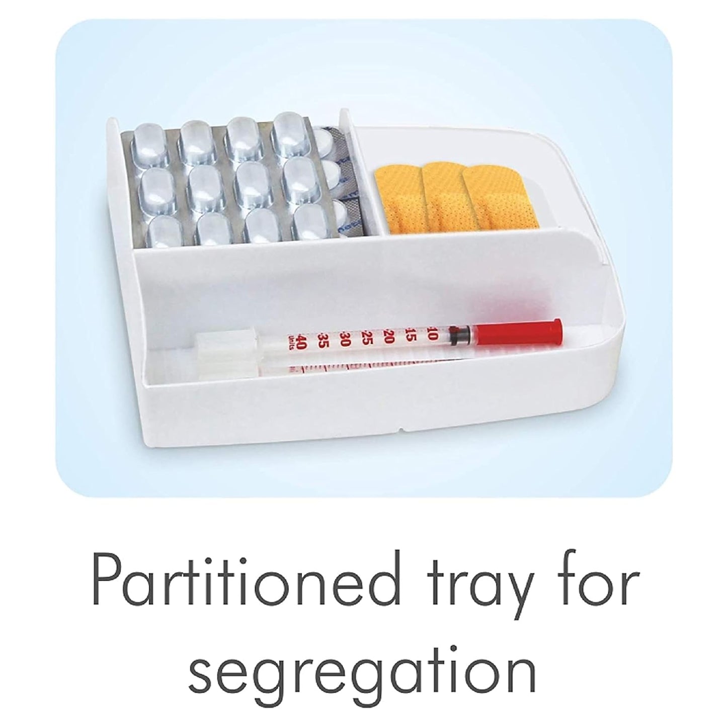 Plastic Medicine Box | First Aid Organizer with Handle, Detachable Tray & Lockable Lid | Portable Medical Utility Cabinet (White, 2.5L)