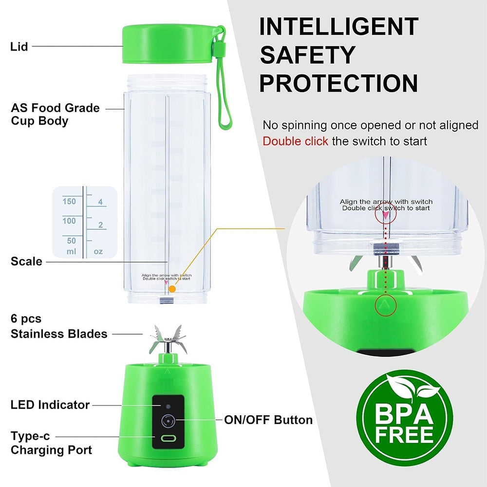 Portable Electric Juicer Blender – USB Rechargeable Personal Mixer Bottle