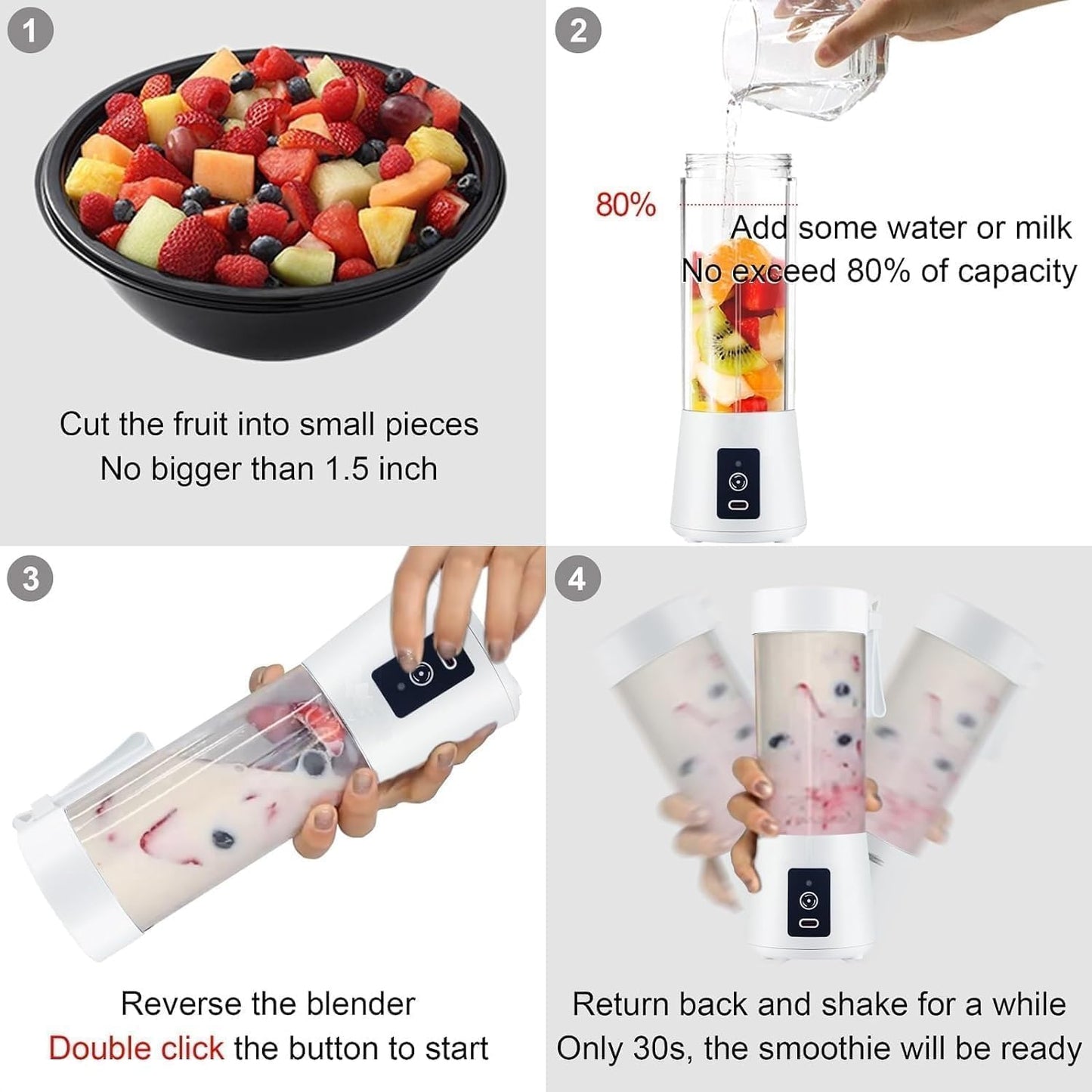 Portable Electric Juicer Blender – USB Rechargeable Personal Mixer Bottle