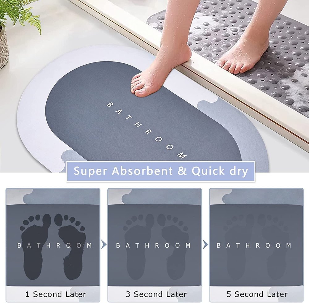 Silicone Water Absorbent Bathroom Door Mat (Buy 1 Get 1)