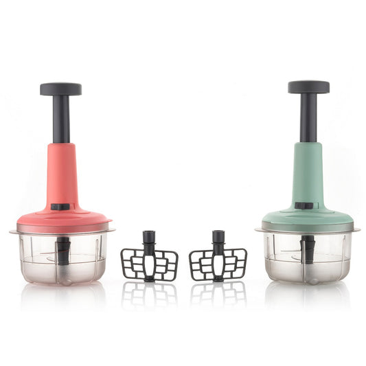 2-in-1 Push Chopper 800ml | Manual Handheld Food Chopper with Stainless Steel Blades | Quick & Powerful Vegetable, Fruit & Herb Cutter