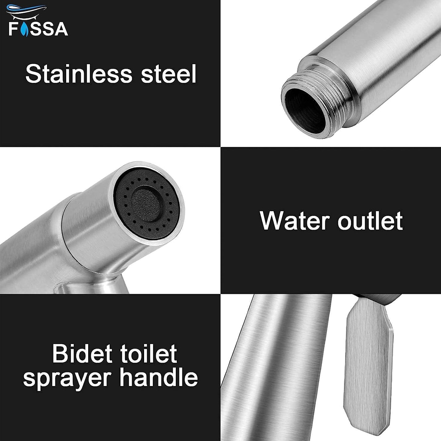 Fossa Hand Held Bidet Sprayer Premium Stainless Steel Sprayer Shattaf - Bidet spray head for Toilet, Hand Bidet Sprayer for Toilet