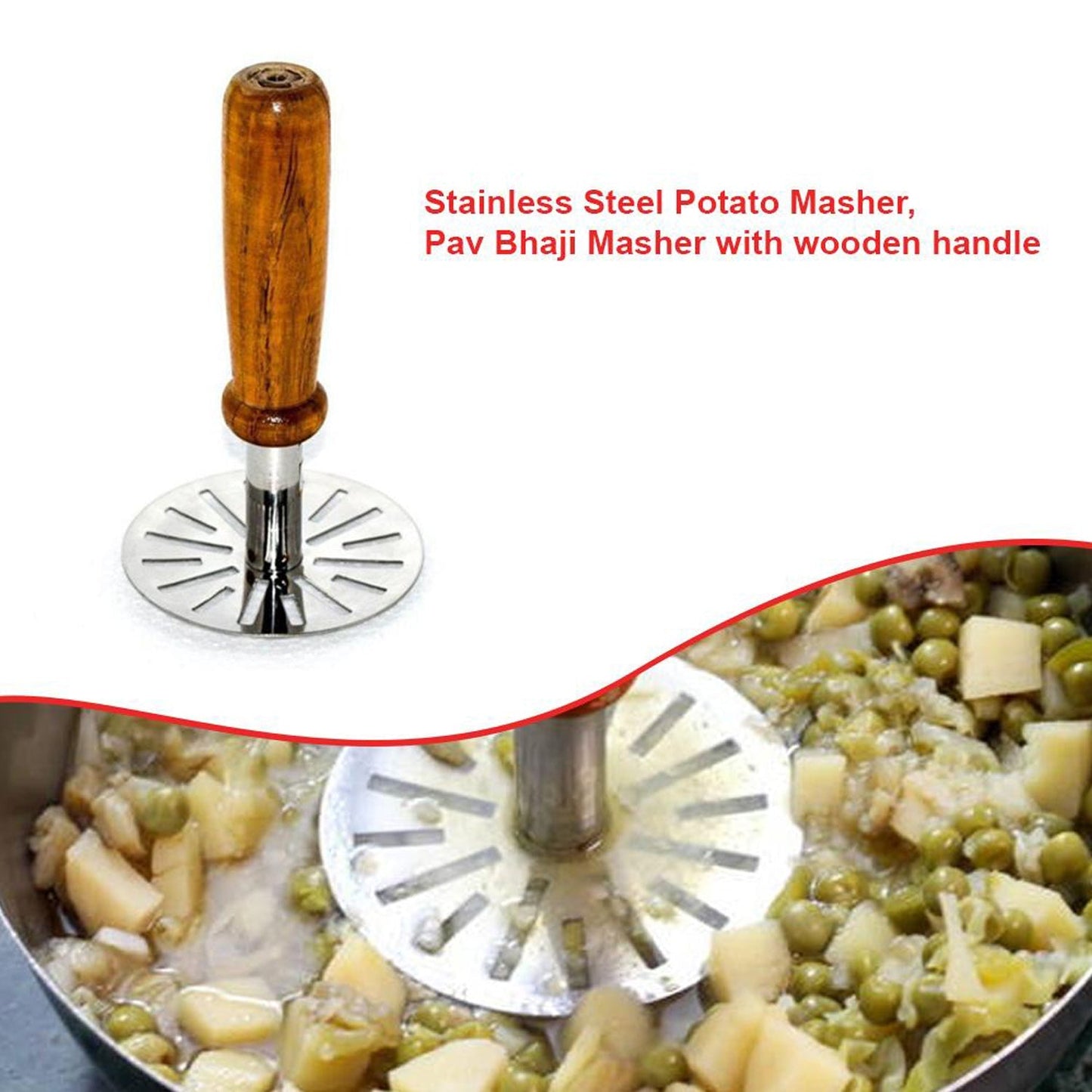Premium Pav Bhaji Masher – Heavy-Duty Stainless Steel Press with Comfortable Grip
