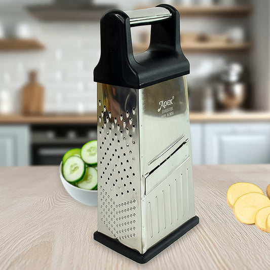 5-in-1 Master Stainless Steel Multipurpose Slicer & Grater β Premium Box Grater with Anti-Slip Base and Ergonomic Handle | Perfect for Cheese, Vegetables, Coconut, Fruits, Ginger & More