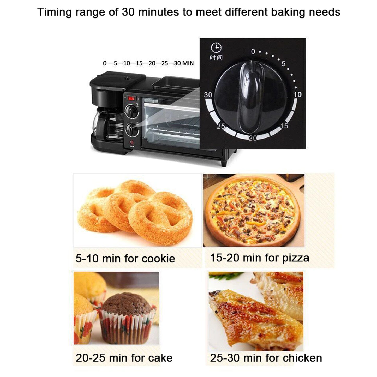 3-in-1 Breakfast Maker | Portable Toaster Oven, Grill Pan & Coffee Maker | Complete Breakfast Station for Home