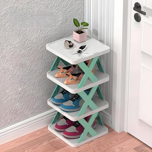 Multi-Purpose 4 Layer Stackable Shoe Rack with Adjustable Slots