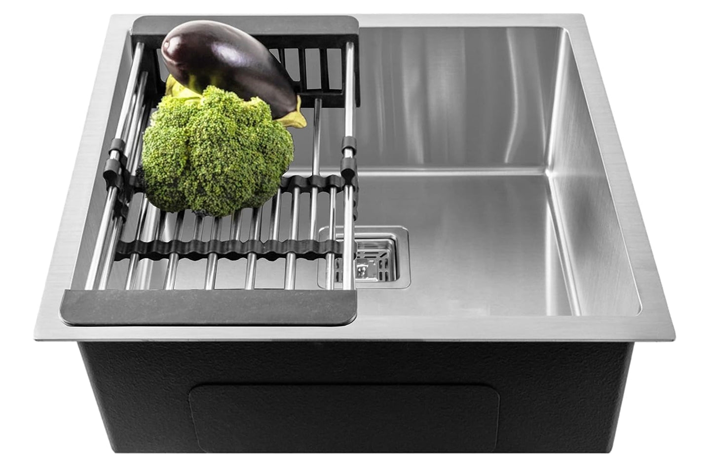 Fossa 18"x18"x09" inch Single Bowl Premium Stainless Steel Handmade Kitchen Sink (Matte Finish) Silver