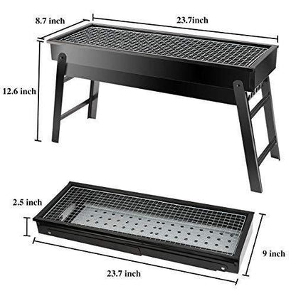 Folding Portable Barbeque BBQ Grill Set – Compact Outdoor Charcoal Grill for Camping, Picnics, and Home Use