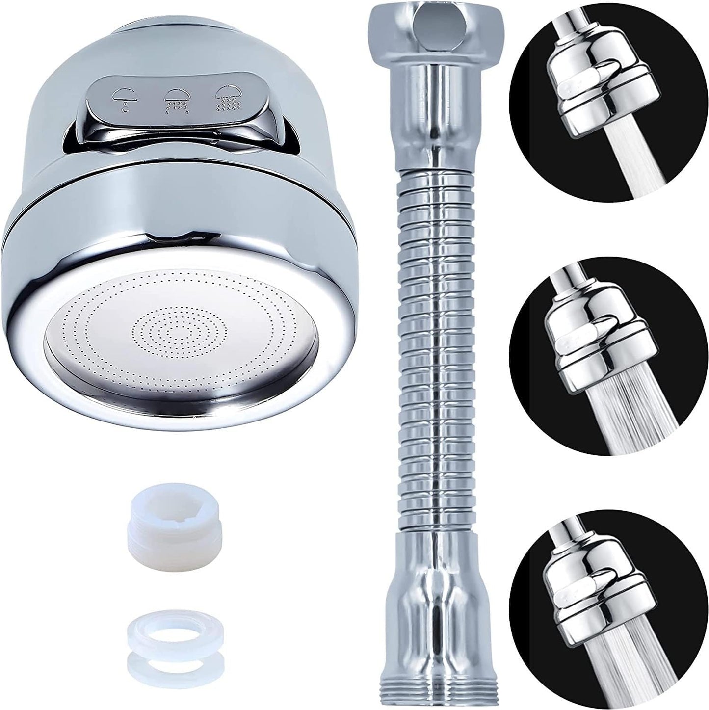 360° Rotatable Sink Faucet Sprayer Attachment | 3-Mode Flexible Tap Extender