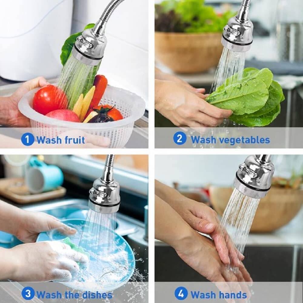 360° Rotatable Sink Faucet Sprayer Attachment | 3-Mode Flexible Tap Extender