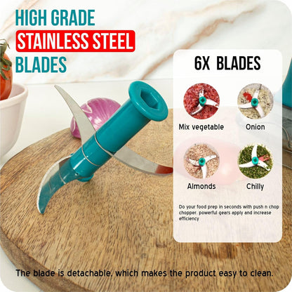 Manual Hand Press Push Chopper with Stainless Steel Blades for Effortless Chopping Vegetables & Fruits (650 ml, Plastic)