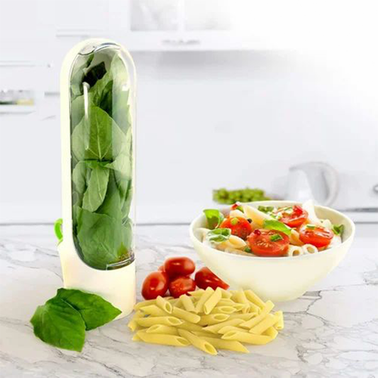 Herb Saver Pod β BPA-Free Fresh Herb Keeper & Fridge Storage Container (White Transparent, 250 mL)