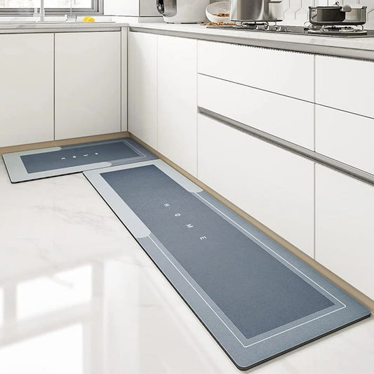 Kitchen Floor Mat Set of 2 (40×60 cm + 40×120 cm) | Anti-Slip Rubber Backing, Super Absorbent Microfiber | Washable Kitchen Rugs for Home, Bedroom, Laundry & Entrance
