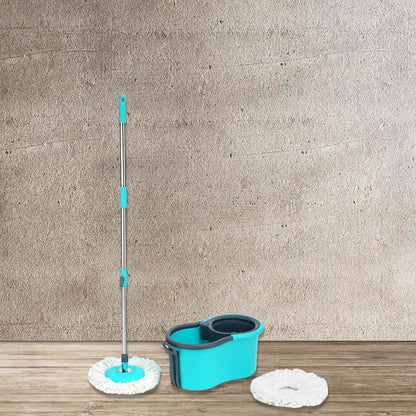 Quick Spin Mop with Bucket & Wheels – Easy Floor Cleaning System with Microfiber Head & 180° Rotating Handle