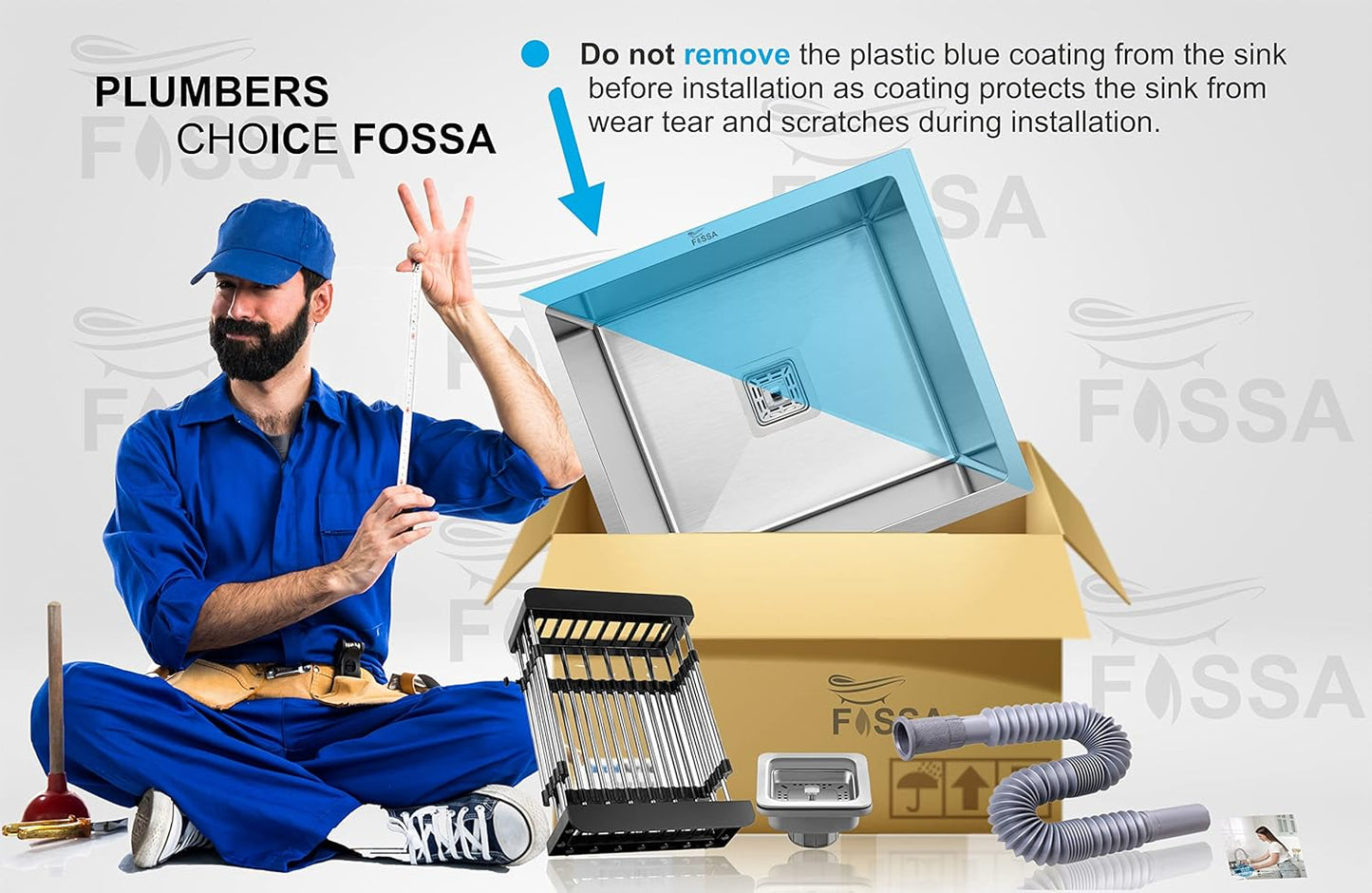 Fossa 18"x18"x09" inch Single Bowl Premium Stainless Steel Handmade Kitchen Sink (Matte Finish) Silver