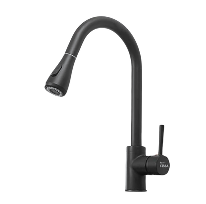 Fossa Kitchen Sink Mixer Tap with Pull Down Sprayer, Single Handle High Pull Out Kitchen Taps, Single Level Stainless Steel Black ( Light Weight )
