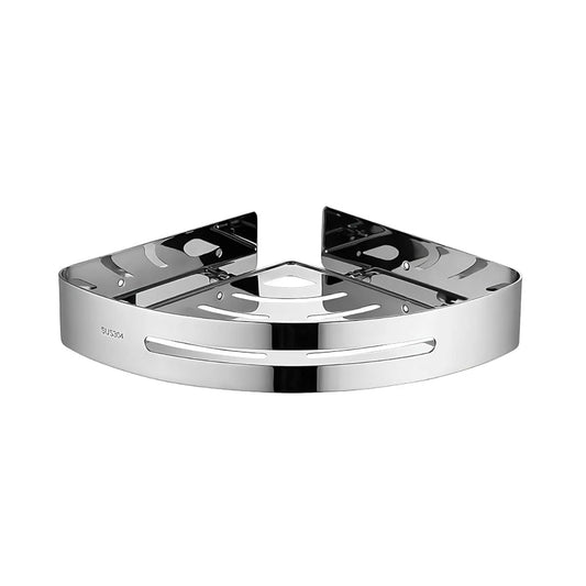 FOSSA Premium Stainless Steel Bathroom Corner Rack, Bathroom Shelf and Rack Stand for Kitchen, Bathroom Steel Corner Wall-Mounted, Bathroom Accessories (Chrome Finish) (Silver)