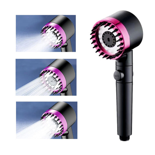 Fossa Snow Shower Head with Filter, High Pressure Shower Head Water Saving, Massage Hand Shower with 3+1 Jet Types, Rain Shower Head with Stop Function (Pink)