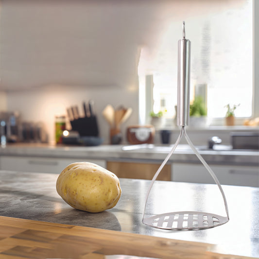 Stainless Steel Potato Masher with Stylish Handle – Heavy Duty, Easy Grip & Durable Kitchen Tool for Perfect Mashing