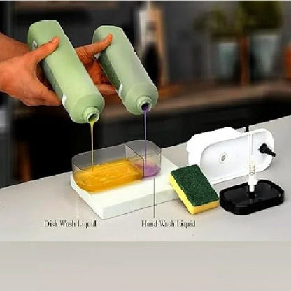 Liquid Dishwasher and Soap Dispenser with Sponge Holder