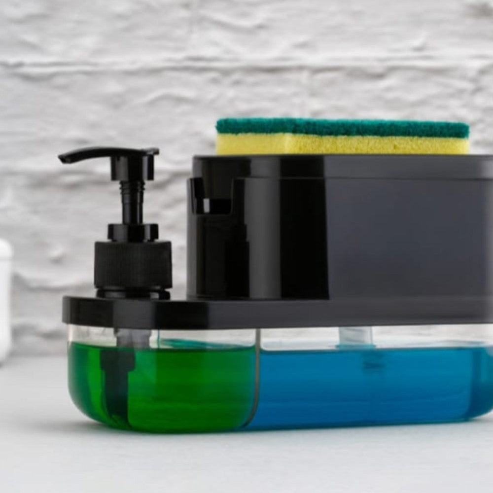 Liquid Dishwasher and Soap Dispenser with Sponge Holder