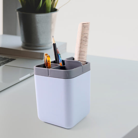 Multi-Compartment Desk Organizer Utility Holder – 4-Section Plastic Storage Container