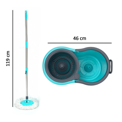 Quick Spin Mop with Bucket & Wheels – Easy Floor Cleaning System with Microfiber Head & 180° Rotating Handle