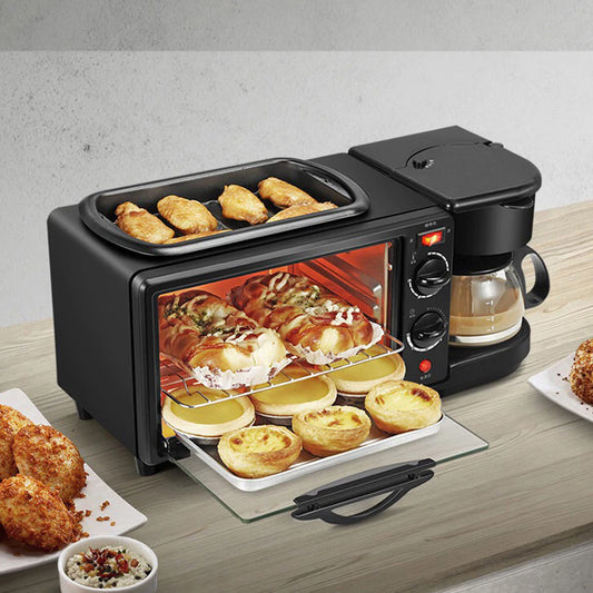 3-in-1 Breakfast Maker | Portable Toaster Oven, Grill Pan & Coffee Maker | Complete Breakfast Station for Home