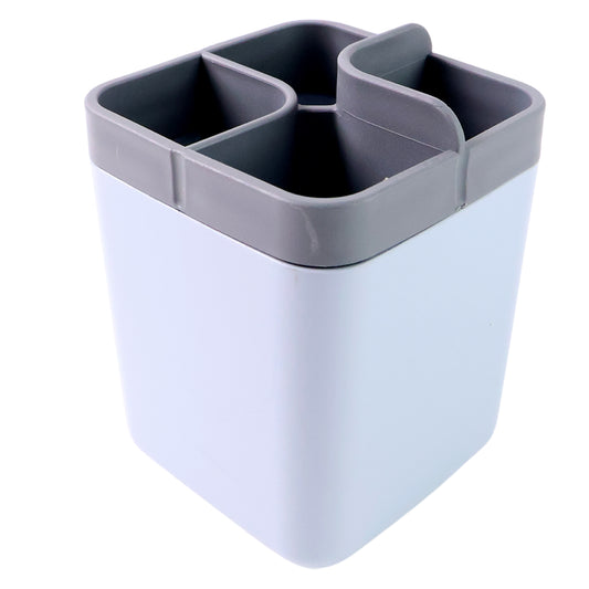 Multi-Compartment Desk Organizer Utility Holder – 4-Section Plastic Storage Container